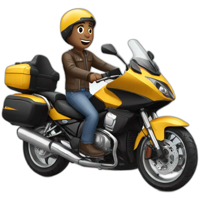 Guy saying thank on motorbike emoji