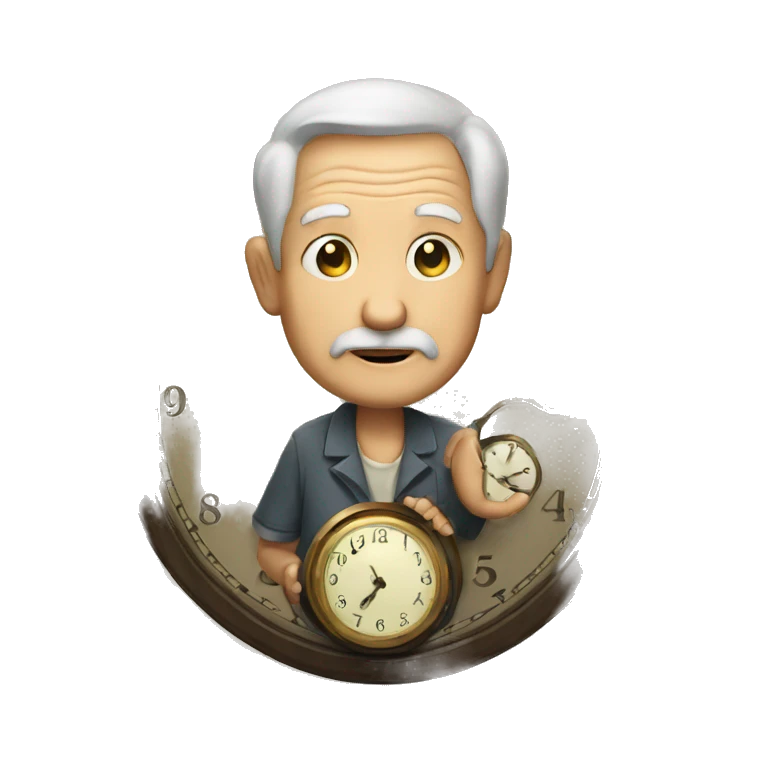 OLD MAN HOLDING CLOCK emoji