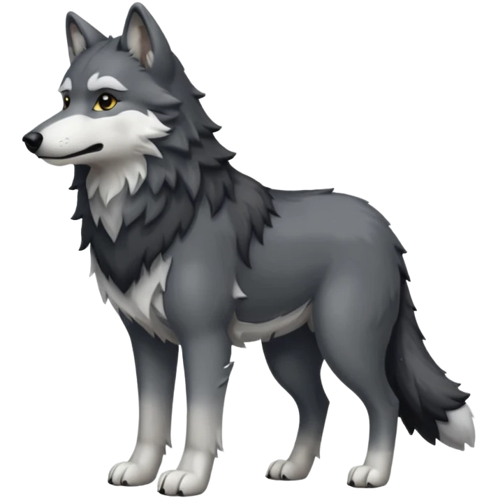 Black and white wolf emoji