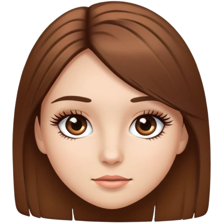 Girl with lashes and brown straight hair emoji
