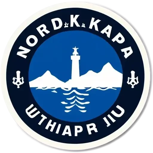 Blaues Schild auf den Nordkapp steht emoji