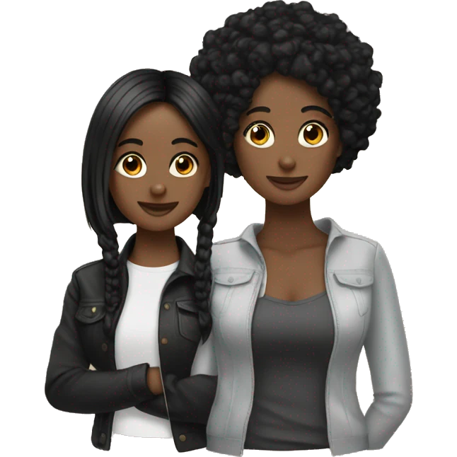 3 girls friends  with all black hair  emoji