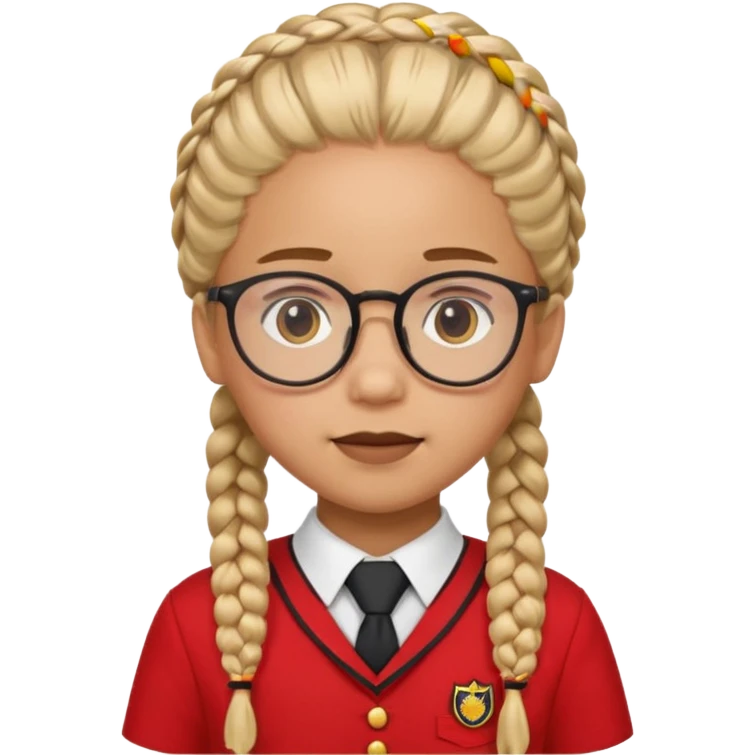red uniform wearing scout kid with braids and glassess emoji