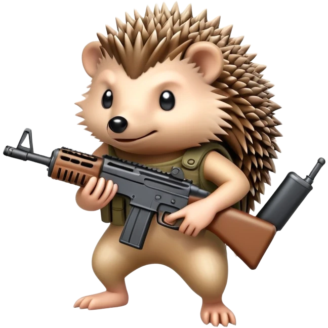 ежик с автоматом emoji