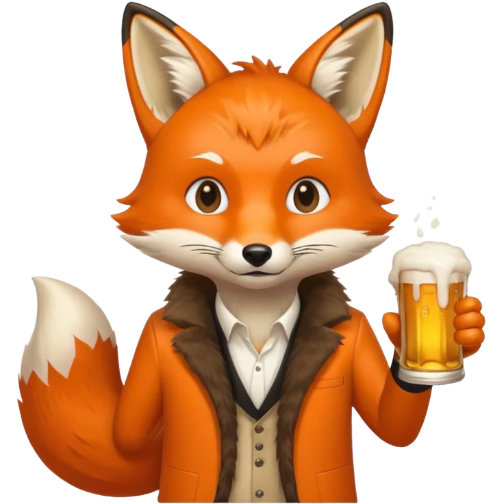 Un renard style manga qui tien une bierre marqué pmusama emoji