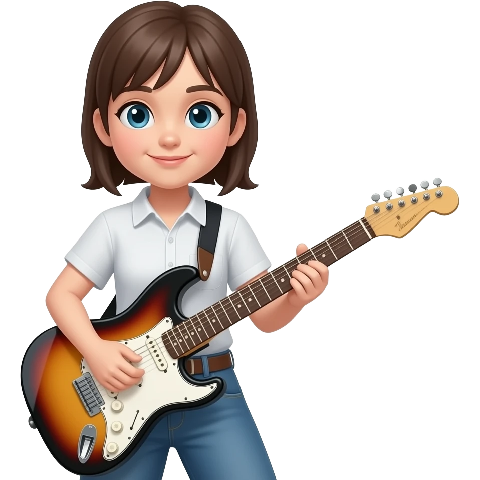 emogirl with electric guitar emoji