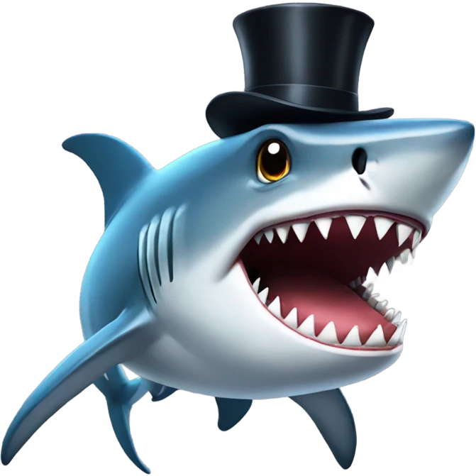 Shark with a top hat emoji