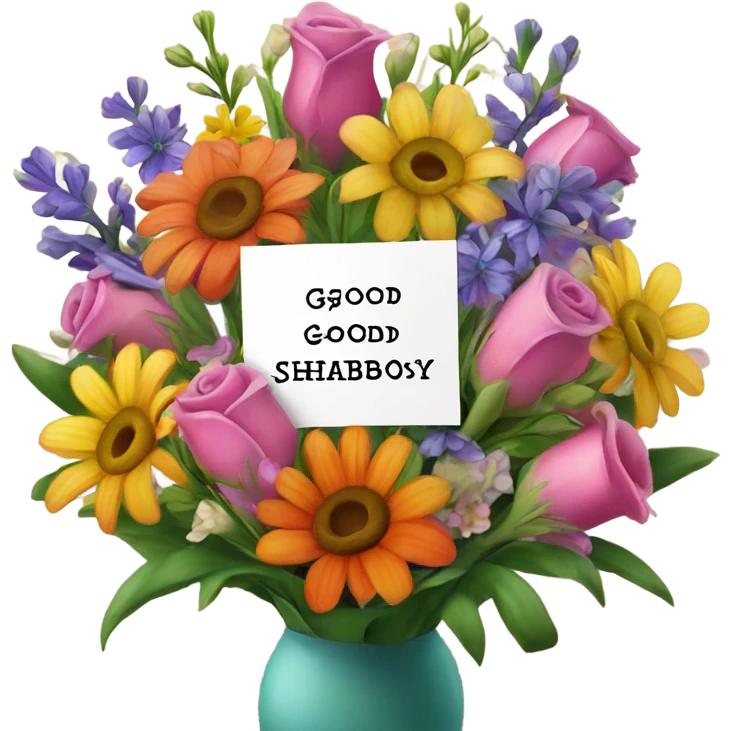 Good shabbos wishes with flowers of apology emoji