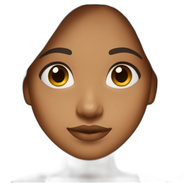 brown girl straight back hair, with amber eyes and long dark hair with light brown skin emoji