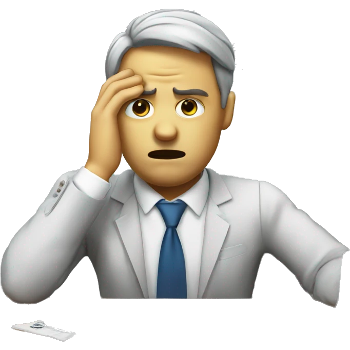 businessman is worried and is sick emoji