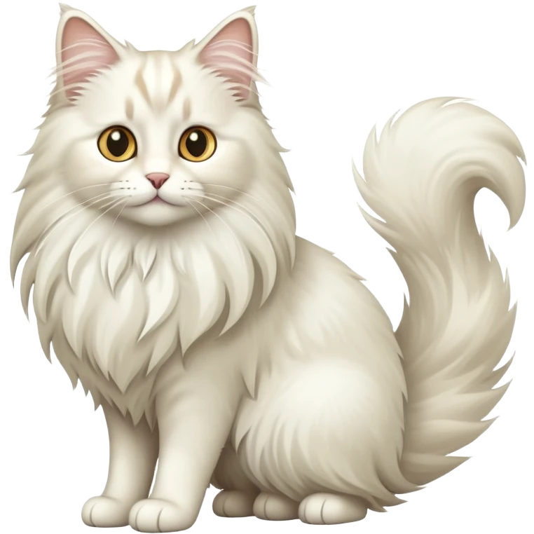 White norwegian forest cat with long fluffy fur and bushy tail emoji
