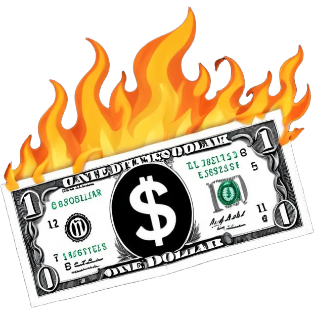 burning one money emoji