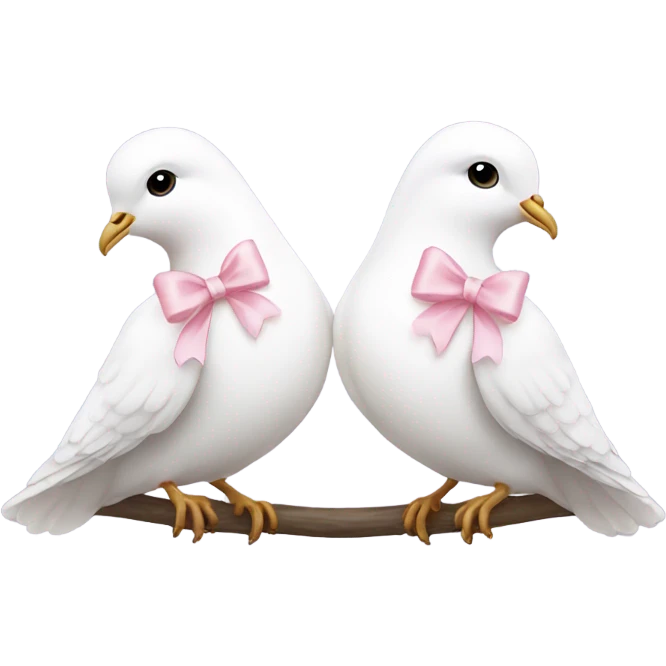 Two White doves with light pink bows around their necks emoji