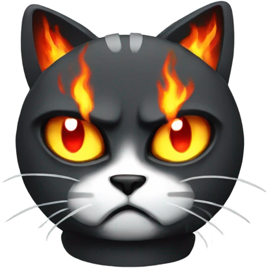 Pixel Angry Cat with Fire Eyes emoji