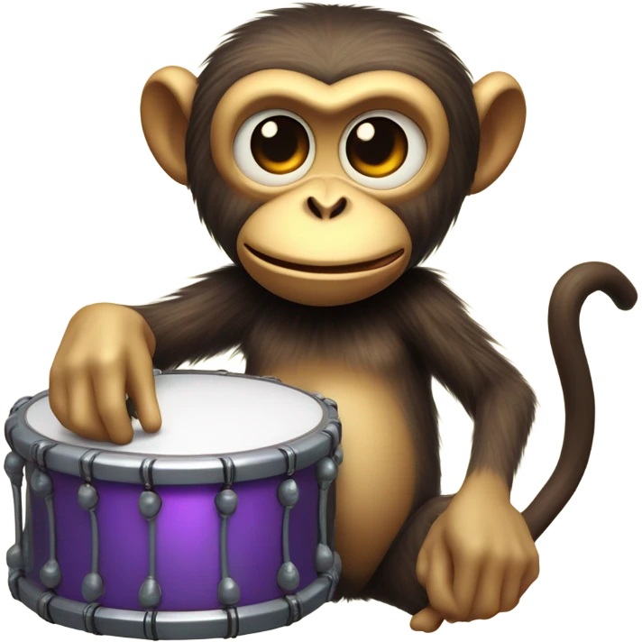 Creepy monkey toy with drum emoji