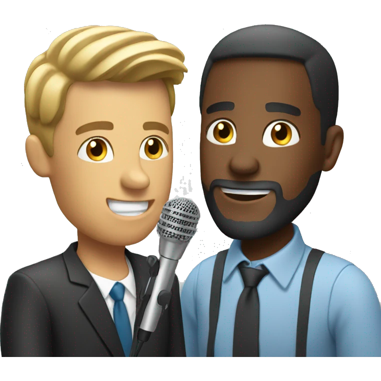 man interviewing man with microphone emoji