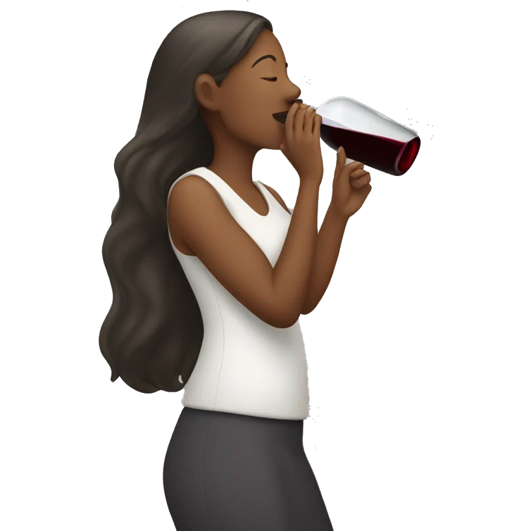Woman drinking from wine bottle emoji