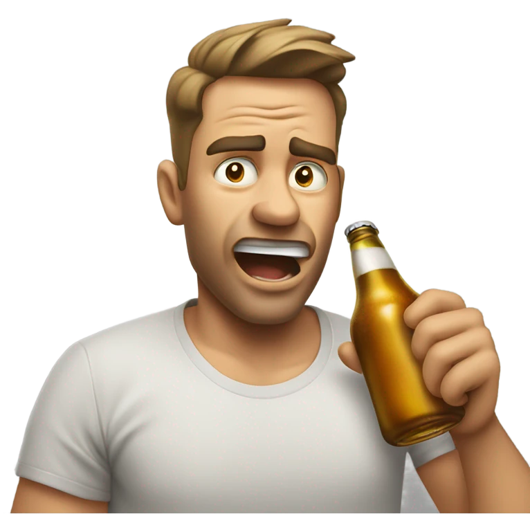 A man chugging beer angrily emoji