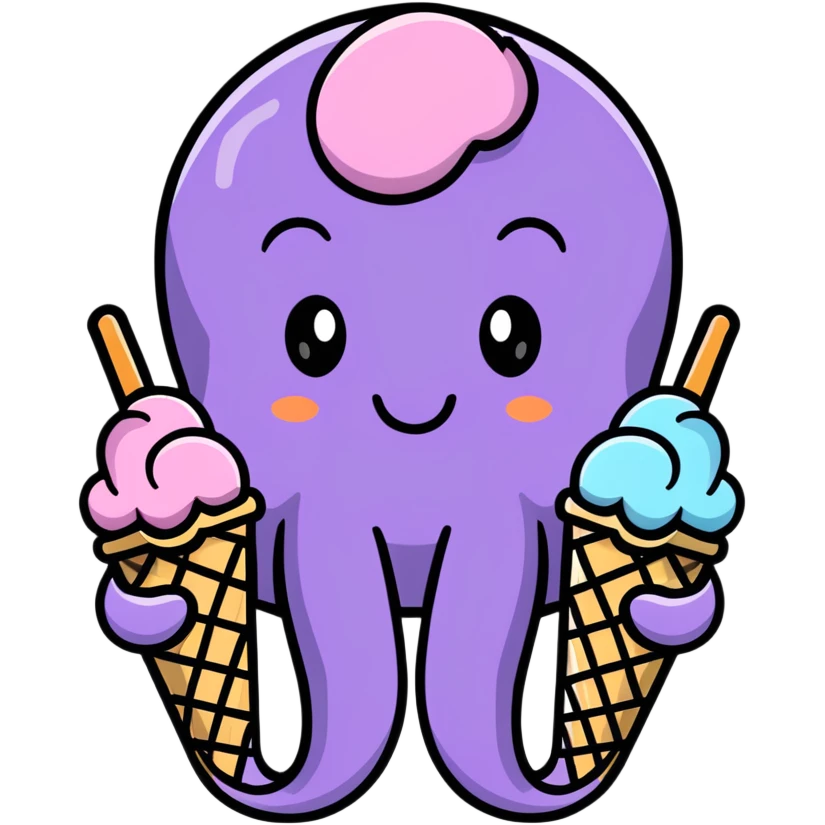 Laughing octopus with icecream in all tentacles   emoji