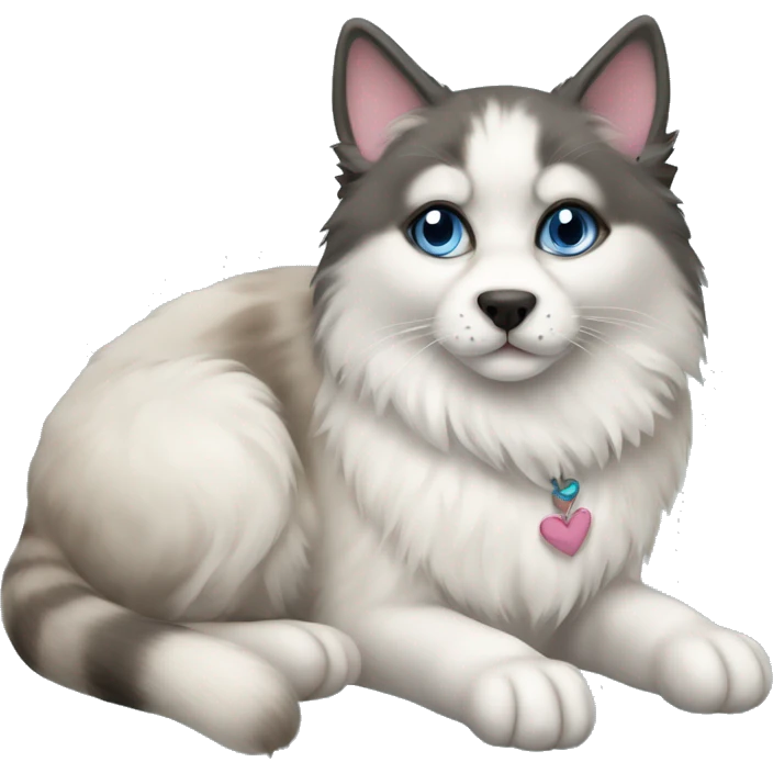 Ragdoll cat and husky  emoji