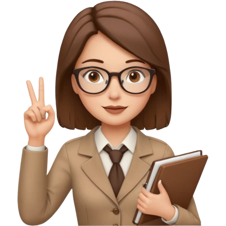 คาแรกเตอร์: เป๊ะ ฉลาด ละเอียด
ลุคอิโมจิ:

ตาสีน้ำตาลโกโก้ สุขุม

แว่น / ผมรวบเรียบร้อย
ผิวขาว

เสื้อเชิ้ต / ลุค working woman

ท่าถือโน้ต / โอเคไซน์
ฟีล: smart, organized girl emoji