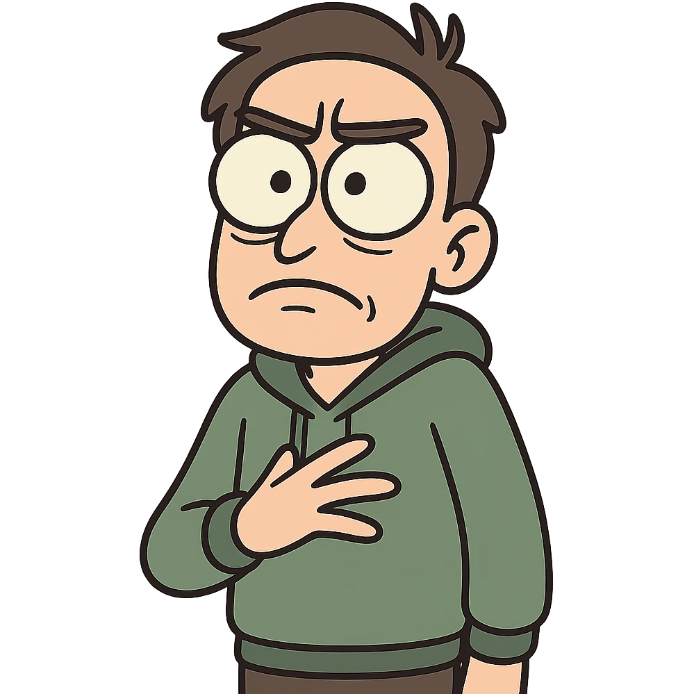 flat toon style suspicious character with big eyes and confused look emoji