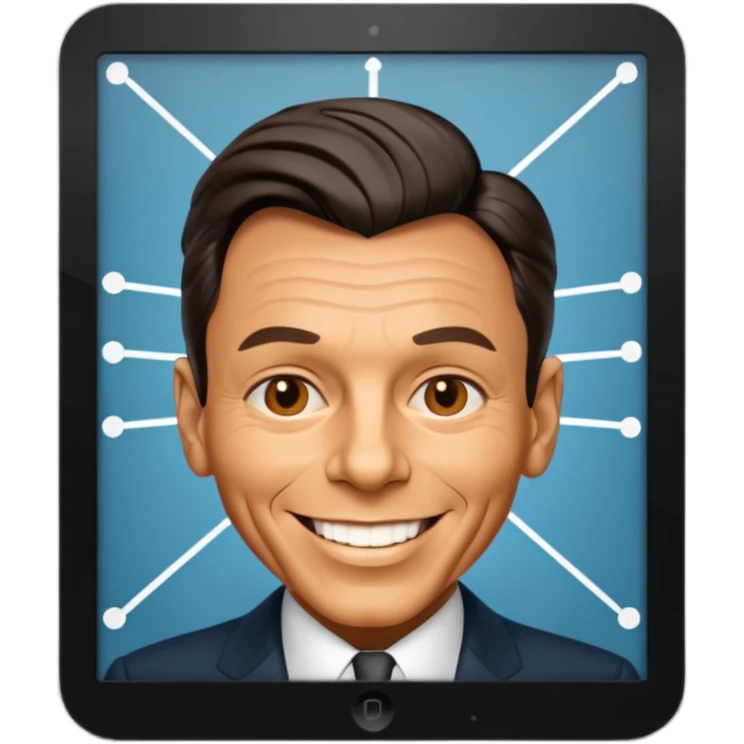 Frank Sinatra smiling and showing trendlines on a screen in the background emoji