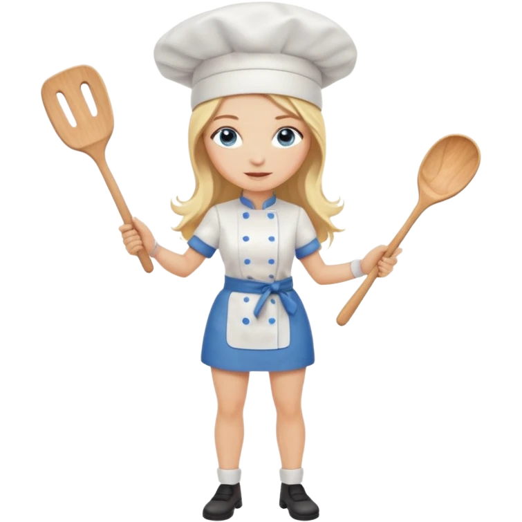 Full body 
Sexy Long Blonde hair blue eyed female chef emoji