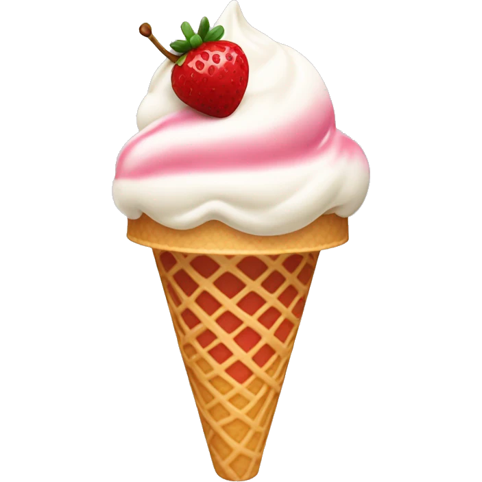 A strawberry and vanilla ice cream with a cherry on top emoji