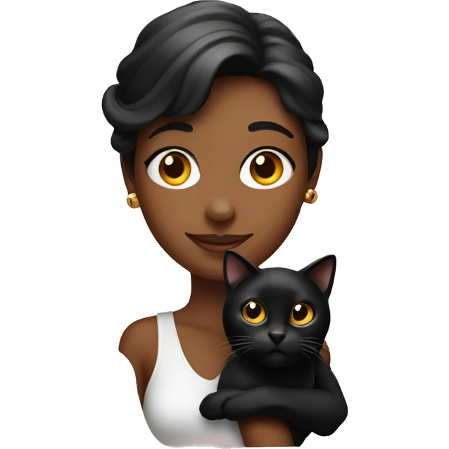 Pretty woman holding Black cat emoji
