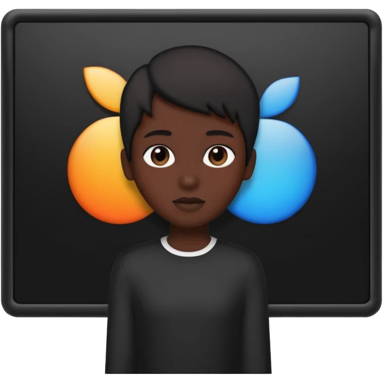 person silhouette standing in front of a screen with play icon emoji