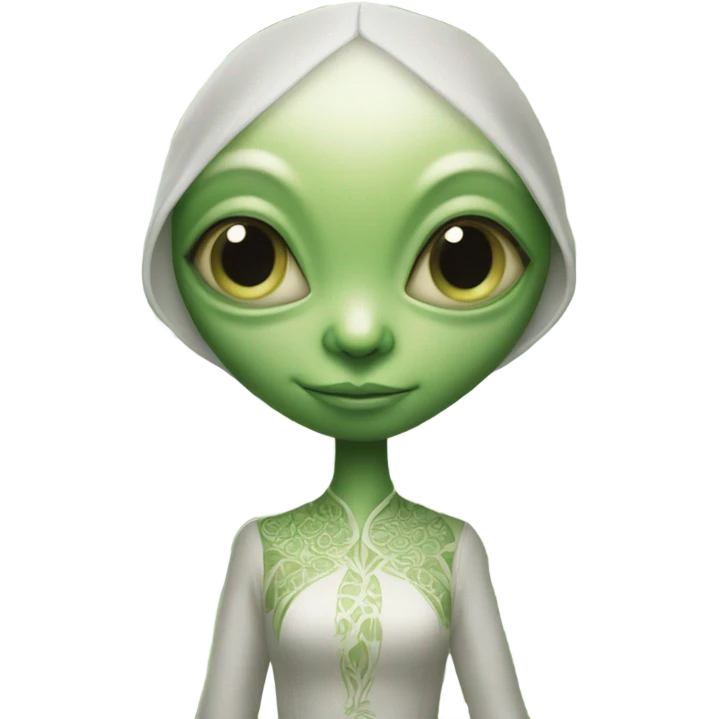 Photo realistic, alien female green,  on white china dragon infinite story emoji
