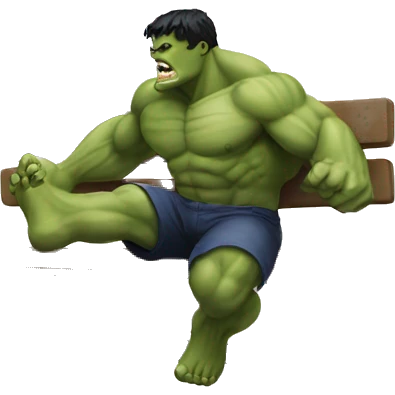 hulk kicking a bench emoji