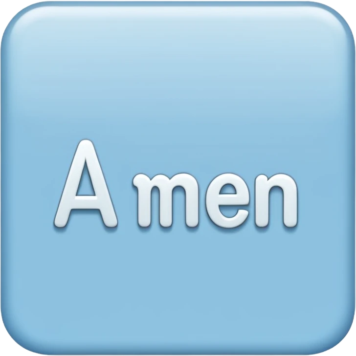 light blue word "AMEN" simple font in rectangle emoji