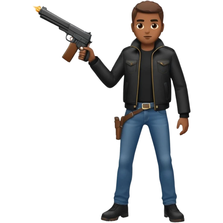 Full body black male with a gun emoji