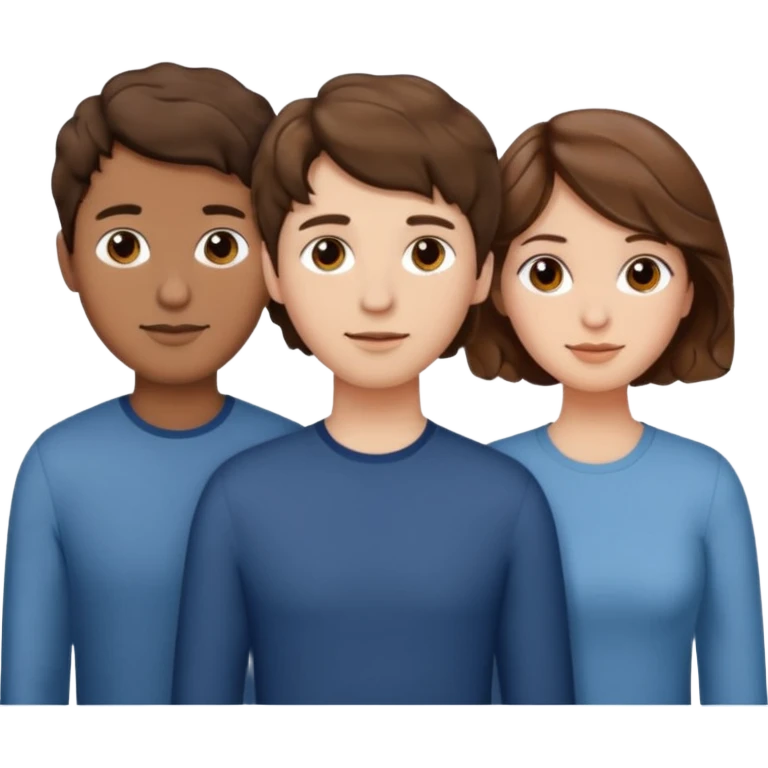 Throuple two women with short wavy brown hair, male with short brown hair emoji