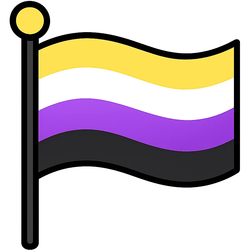 non-binary pride flag, glossy icon style, no text emoji
