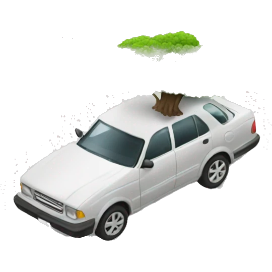 Car with trees laying onto of it emoji