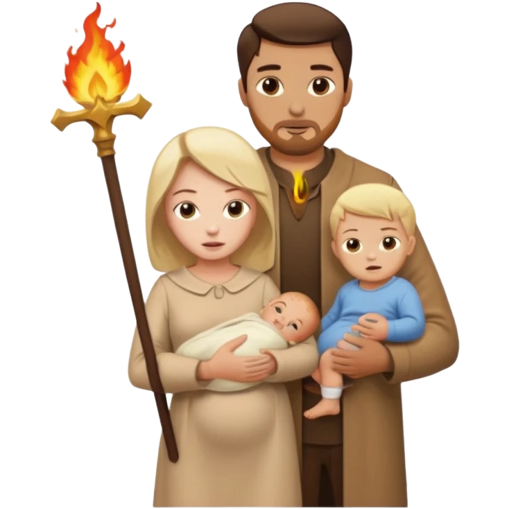  woman being burned in front of a very handsome man carrying a baby emoji