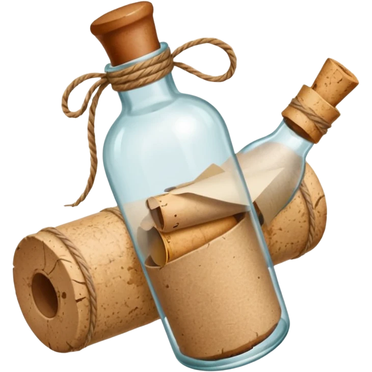 message round bottle with paper roll inside bottel emoji