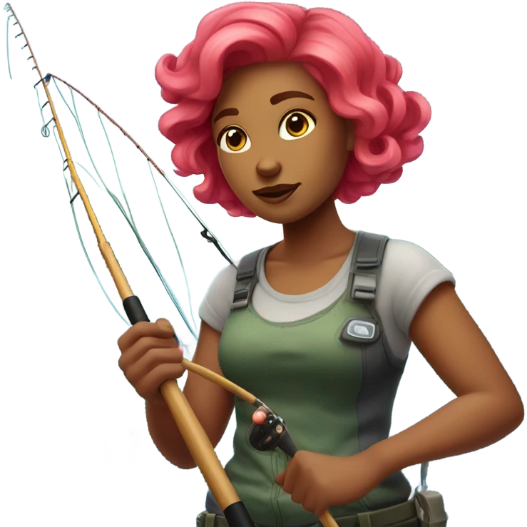 strawberry haired woman fishing emoji