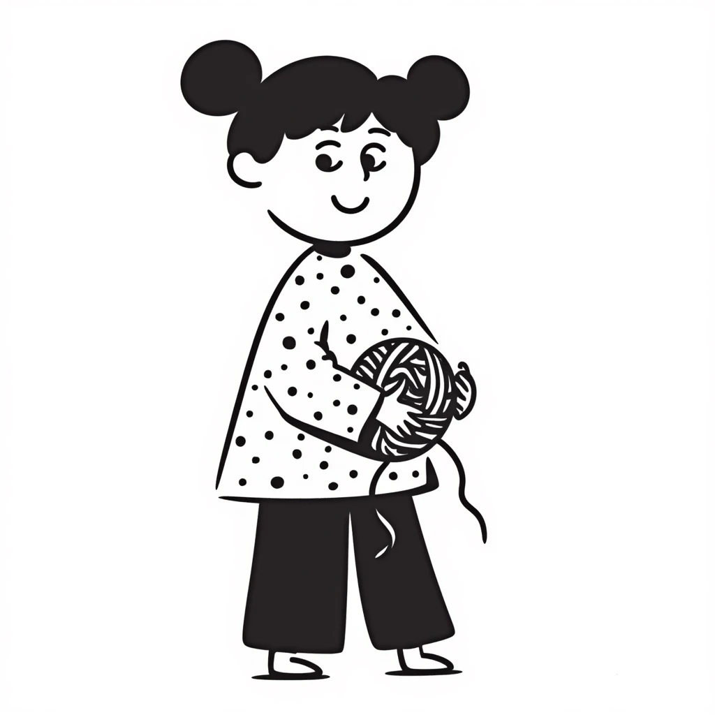 short chubby girl with a cat face emoji