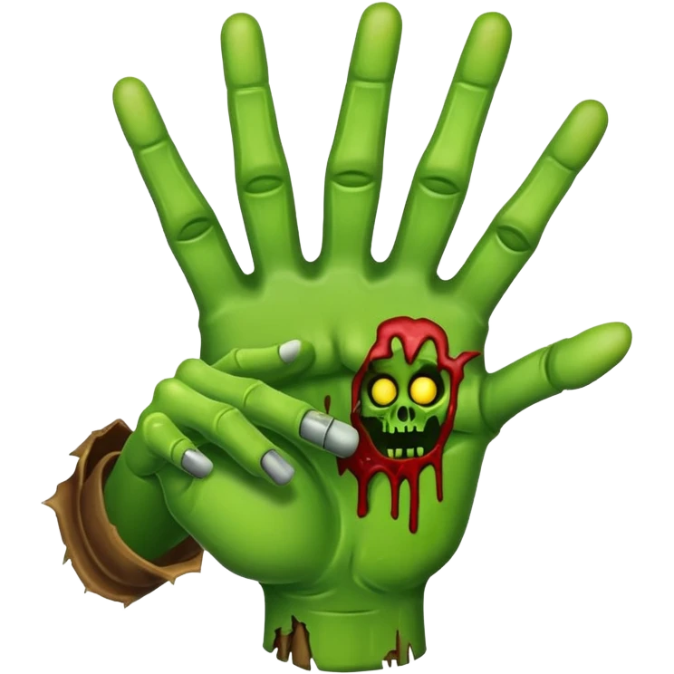 zombie hand making the peace sign, fun emoji style emoji