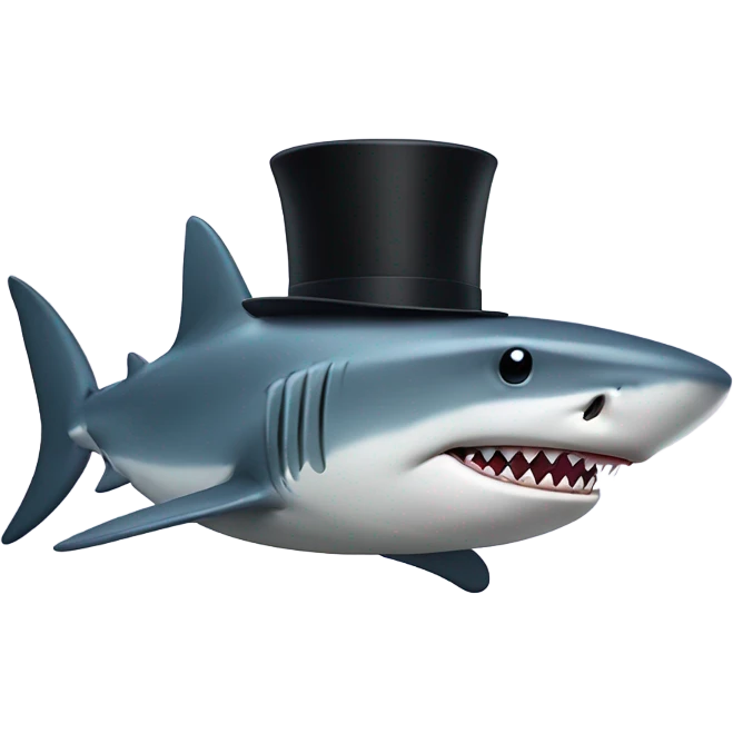 Shark with a top hat emoji