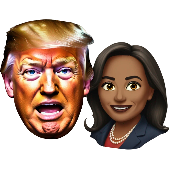 create an emoji of Donald Trump, painting an image of Kamala Haris  emoji