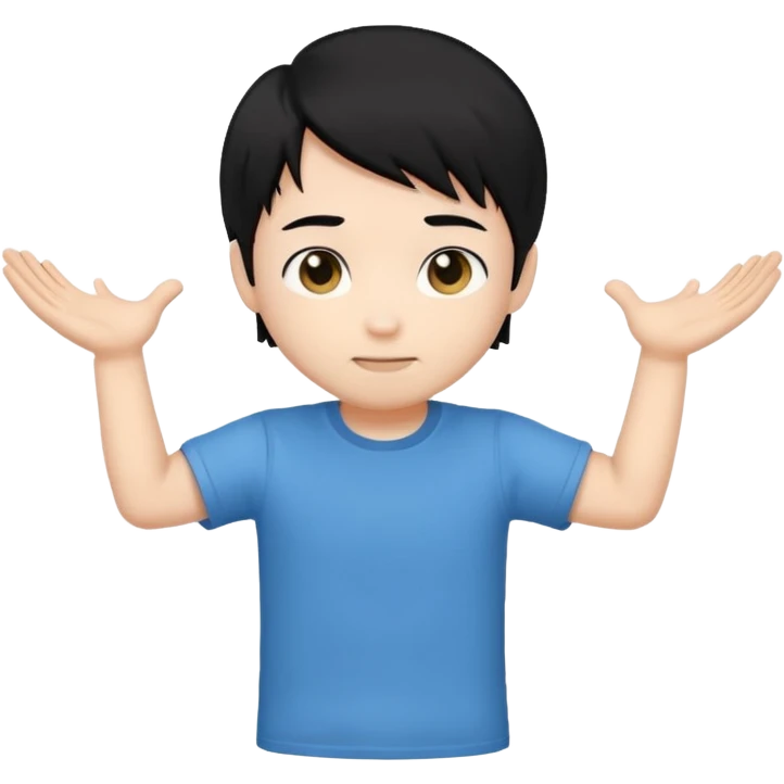 Cute male chibi character with black hair opening arms for a hug emoji