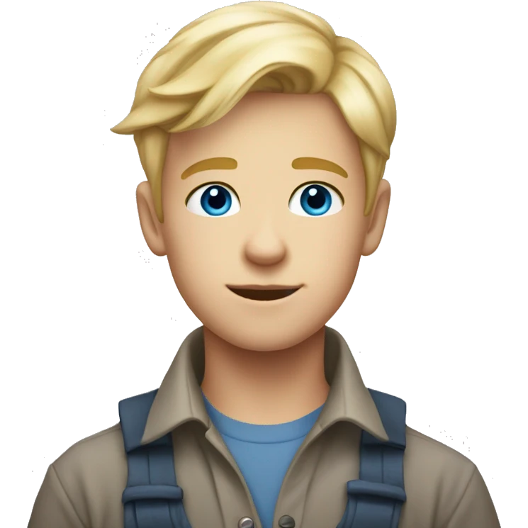 handsome farm boy  14 year old with blond hair and blue eyes emoji