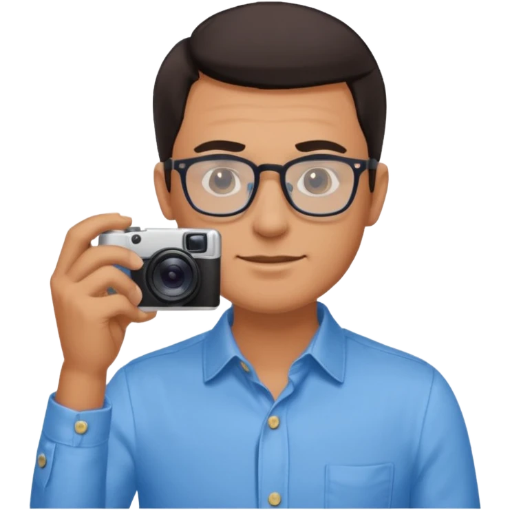 Hombre moreno con gafas haciendo fotos en una boda emoji