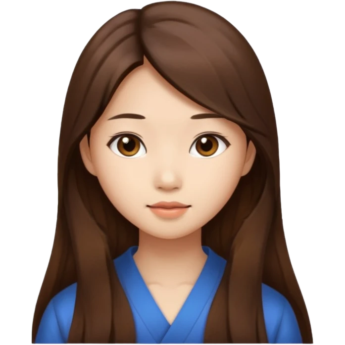 brown long hair, Asian girl, beauty emoji