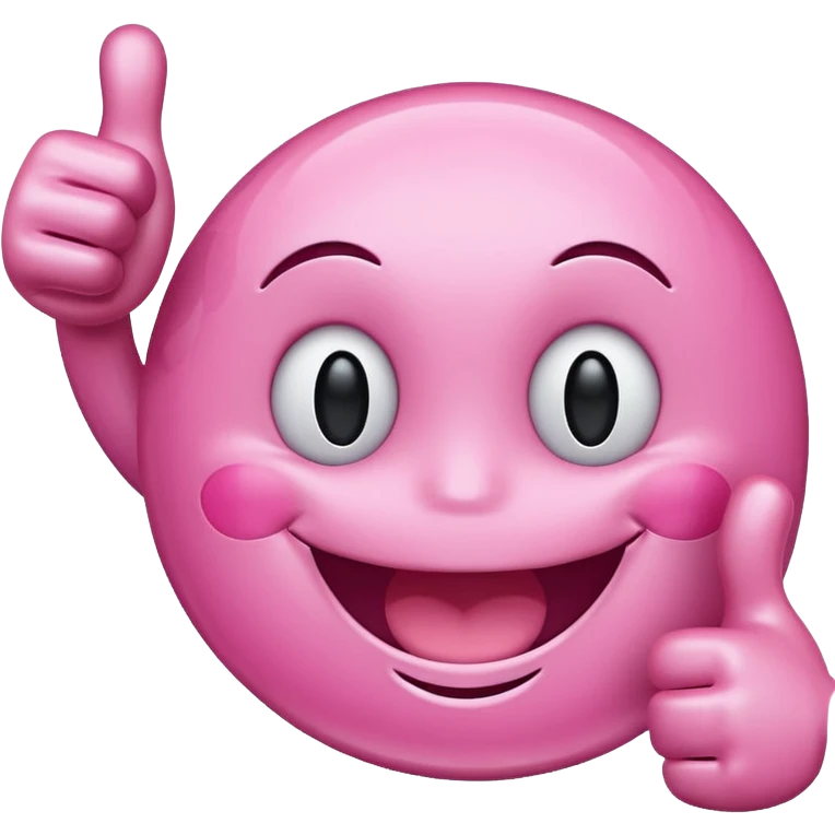 pink smiley face, sparkling effect, two thumbs up, joyful emoji